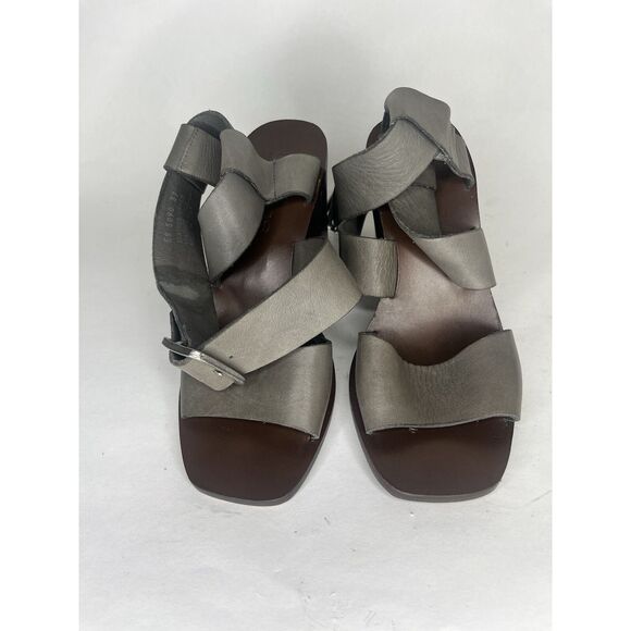 Boemos Sandals Women Size 37 US 7 Gray Leather Sling Back - Picture 6 of 13